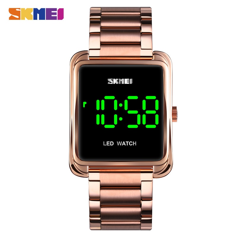 SKMEI 1505 LED Display Men Digital Wrist Watches Top Brand Luxury Stainless Steel Waterproof Male Clock Relogio Masculino 1505