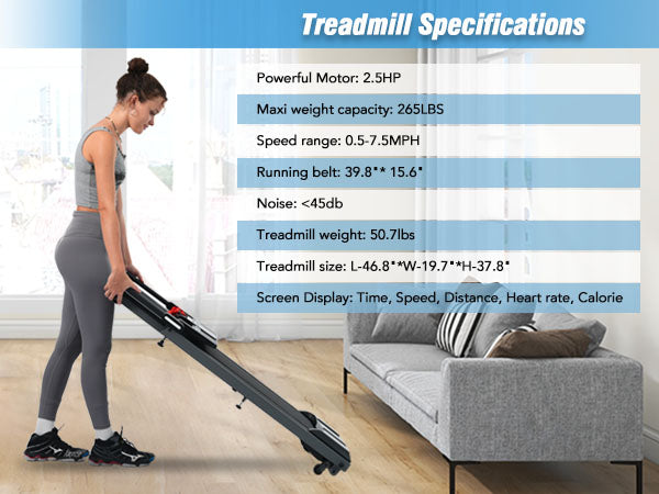 NEW Folding Treadmills Walking Pad Treadmill for Home Office -2.5HP Walking Treadmill With Incline Bluetooth Speaker