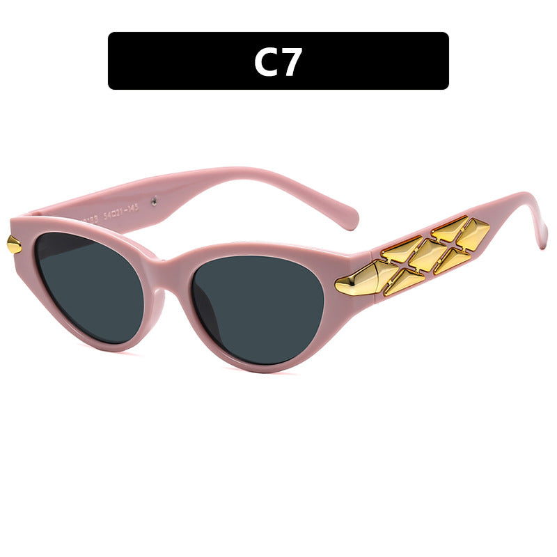 Triangle cat eye sunglasses for women, fashionable small frame sunglasses for street photography, modern retro sunglasses, high-end feel
