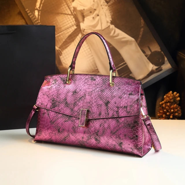 Snake Print Leather Women Bags Luxury Fashion Ladies Handbags Shoulder Crossbody Bag Portable Mother Top Handle Tote Bags