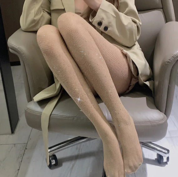 Mesh Women's Fishsocks Mesh With Diamond