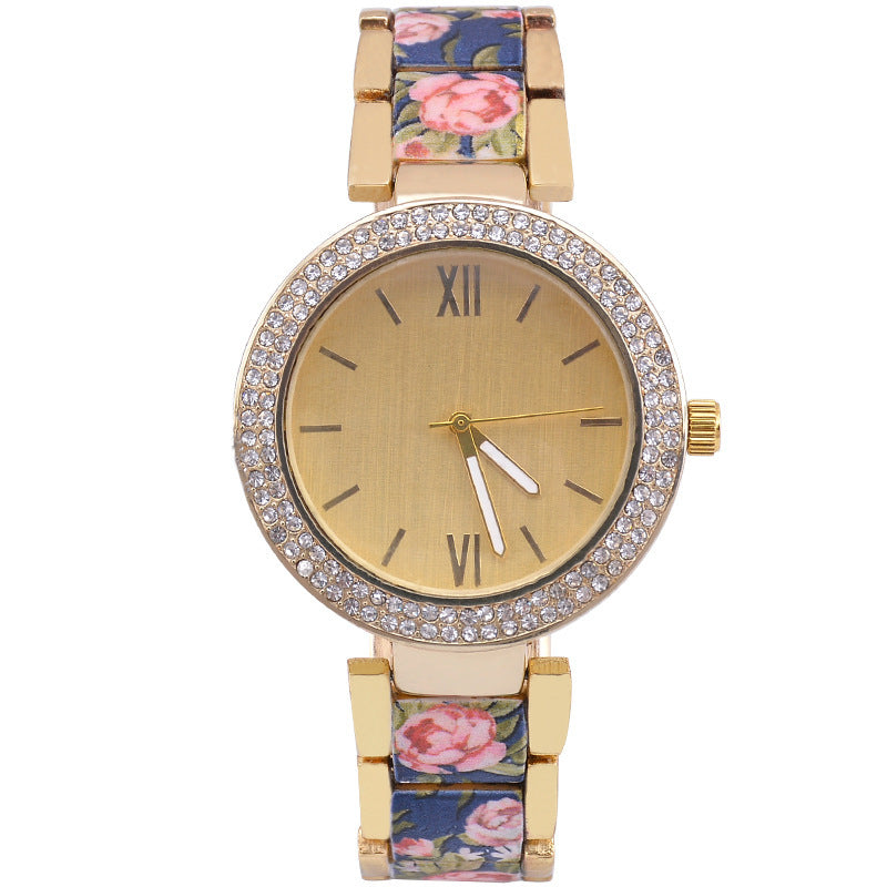 Reloj de acero con estampado de moda para mujer