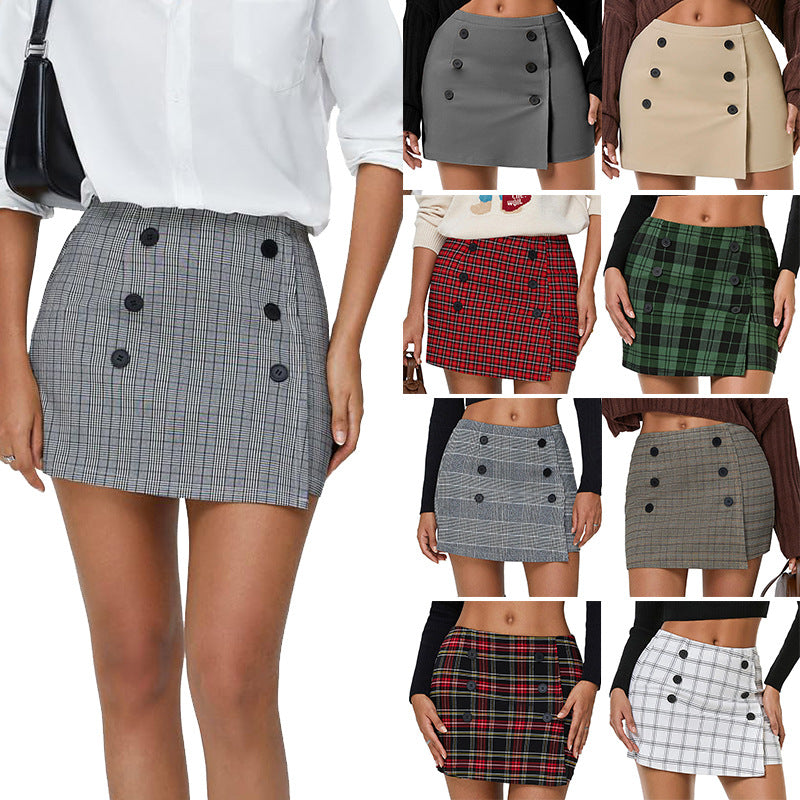 Womens Plaid Bodycon Mini Sheath Skirt