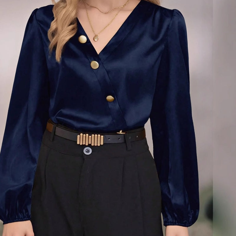 Plus Size Women's New High-end V-neck Long Sleeve Shirt