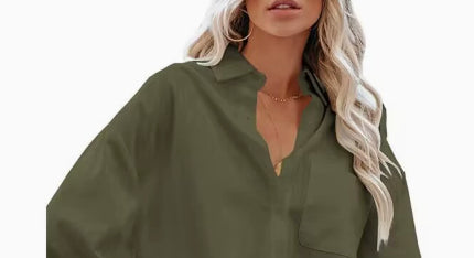 Outerwear Casual Long-sleeve Button-up Midriff-baring Chic Office Shirt