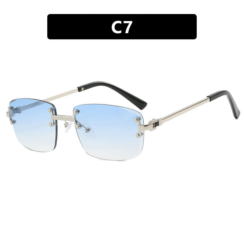 Frameless cut edge oval fashionable and high-end Instagram popular sunglasses of the same style