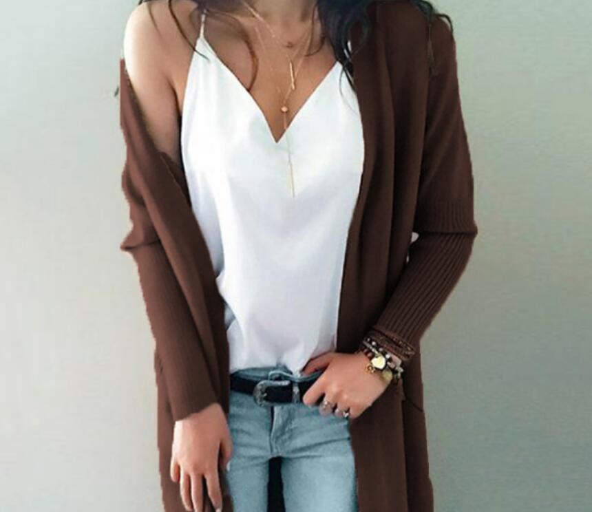 Women knitted long sleeve long sweater cardigan for female women  autumn new overcoat outwear coats