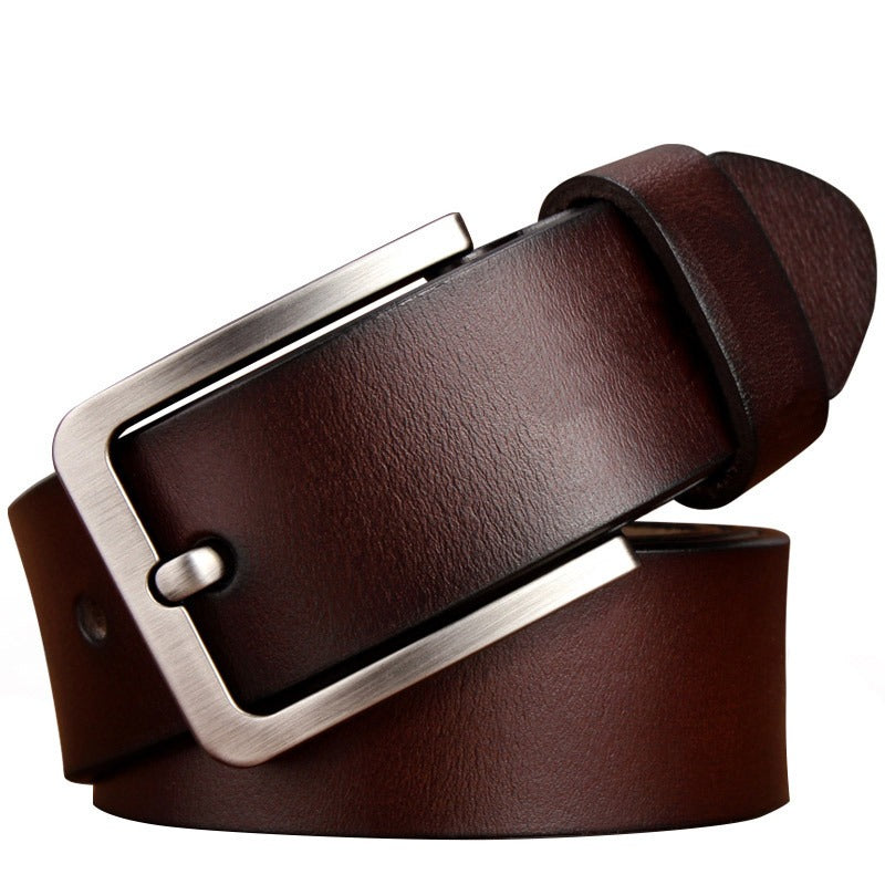 Men's genuine leather belt European and American retro pin buckle belt versatile thick cowhide trouser belt father's day gift