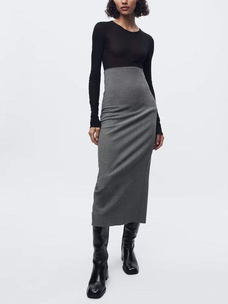 Gonne lunghe midi dritte da donna Gonne sottili eleganti causali a vita alta vintage divise moda primavera autunno