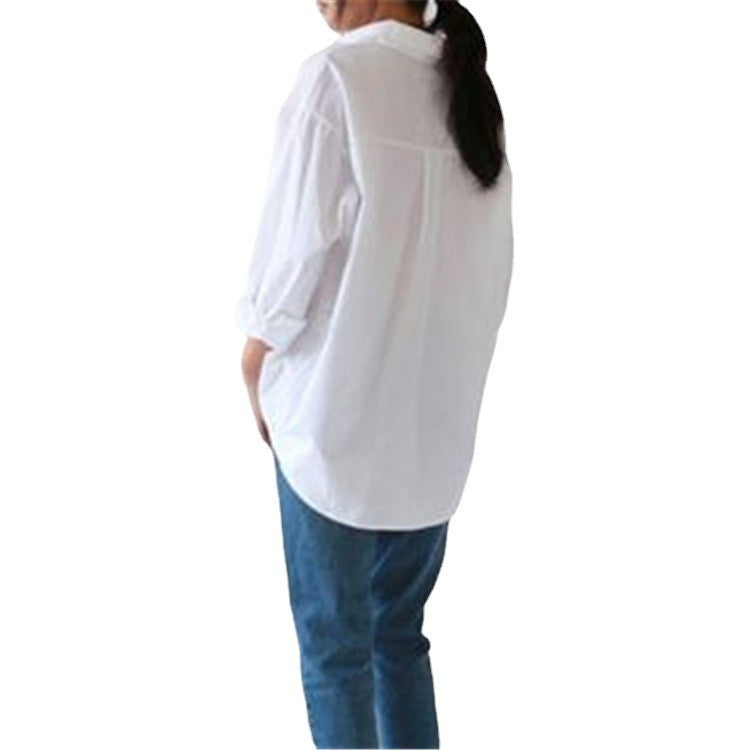 White long sleeved shirt with loose fitting women's shirt for women