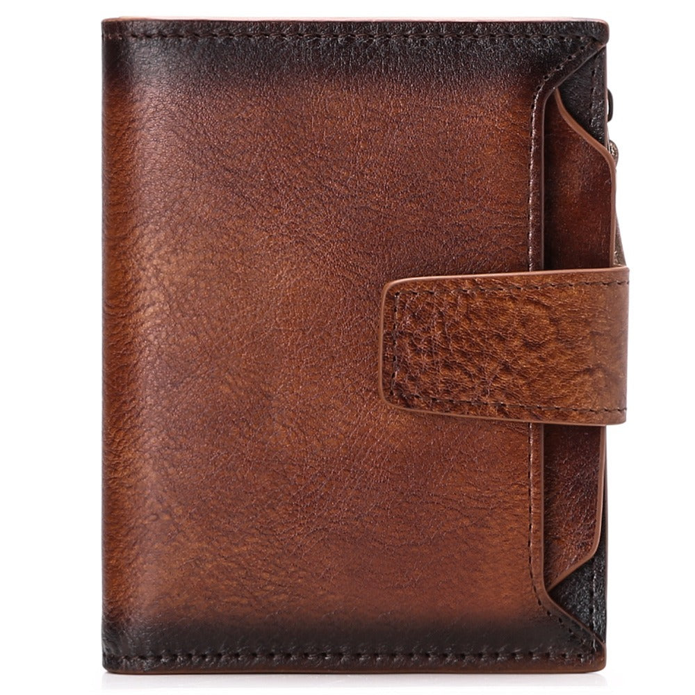 Men's short genuine leather wallet first layer cowhide Korean style fashion casual wallet driver's license wallet father's day gift