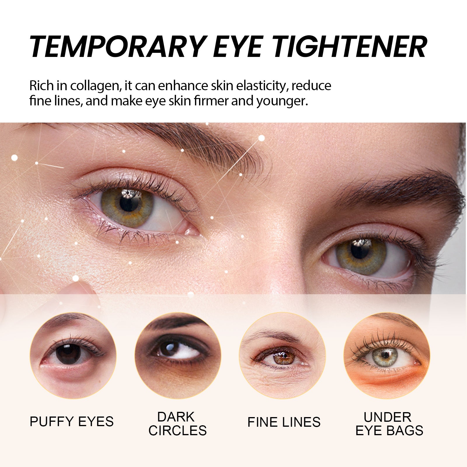 Temporary Eye Tightener, Dilute Fine Lines Eye Bag Dark Circle Law Grain Crow's Feet Moisturize Eye Skin