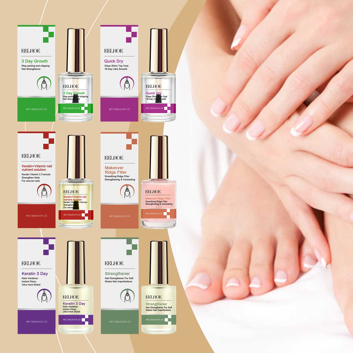 EELHOE Nail Care Solution Strong Repair Nail Surface Moisturizing Clear Gloss Smooth Nail Care Oil