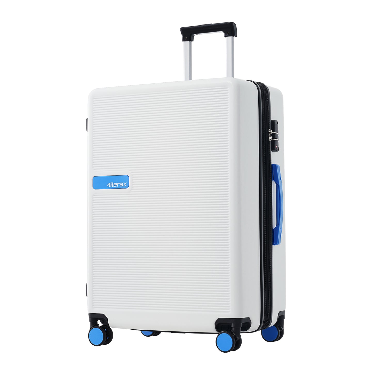 Contrast Color Hardshell Luggage 24inch Expandable Spinner Suitcase with TSA Lock Lightweight White+Blue + ABS