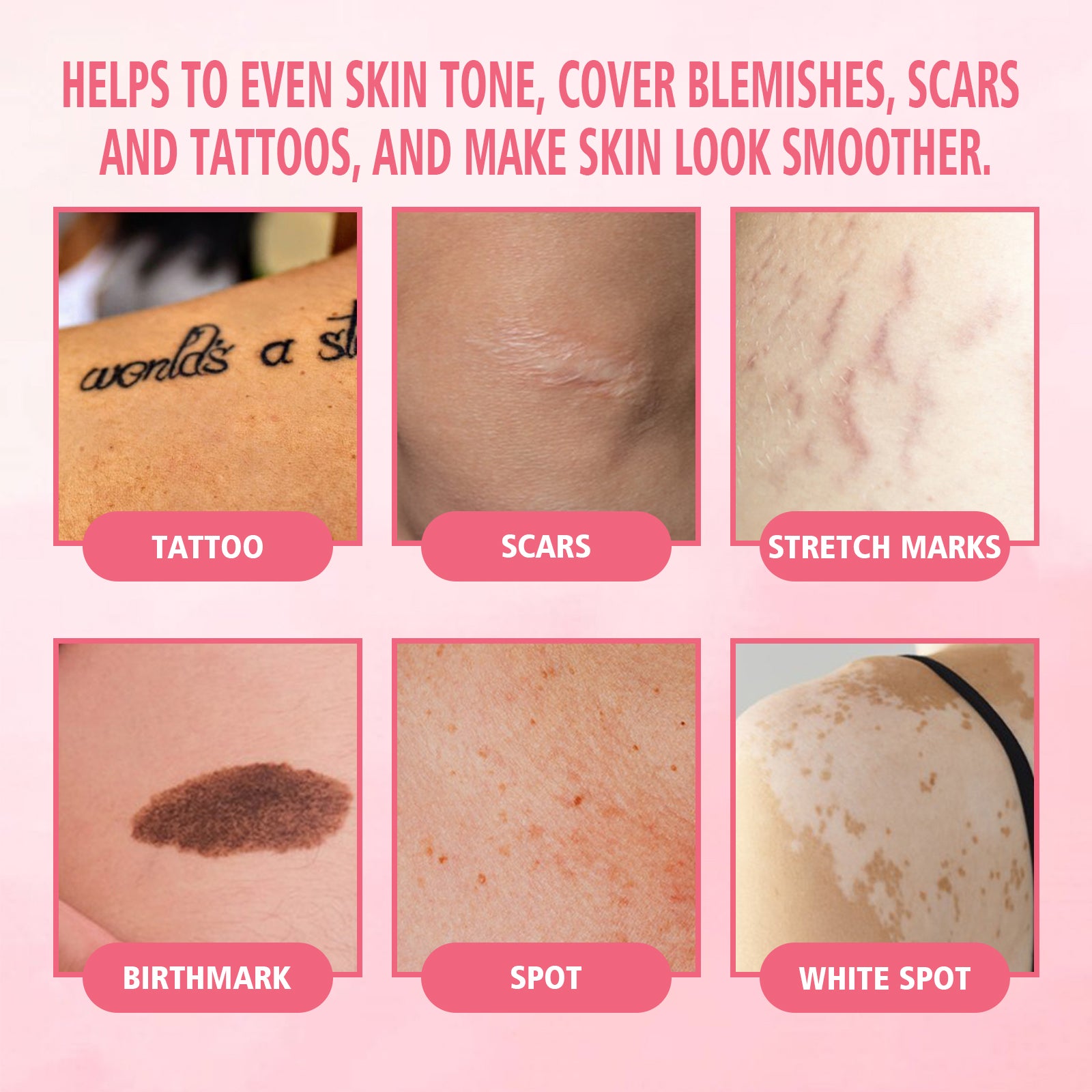 Body Makeup Liquid Foundation, Hide Skin Spots Tattoo Blemishes Natural Set Moisturizing Long-Lasting Foundation