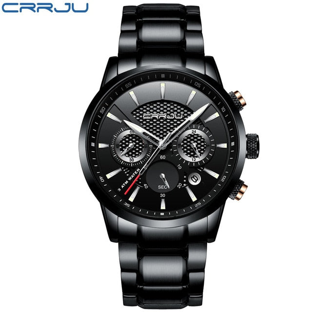 CRRJU Men Watch 30m Waterproof Mens Watches Top Brand Luxury Steel Watch Chronograph Male Clock Saat relojes hombre