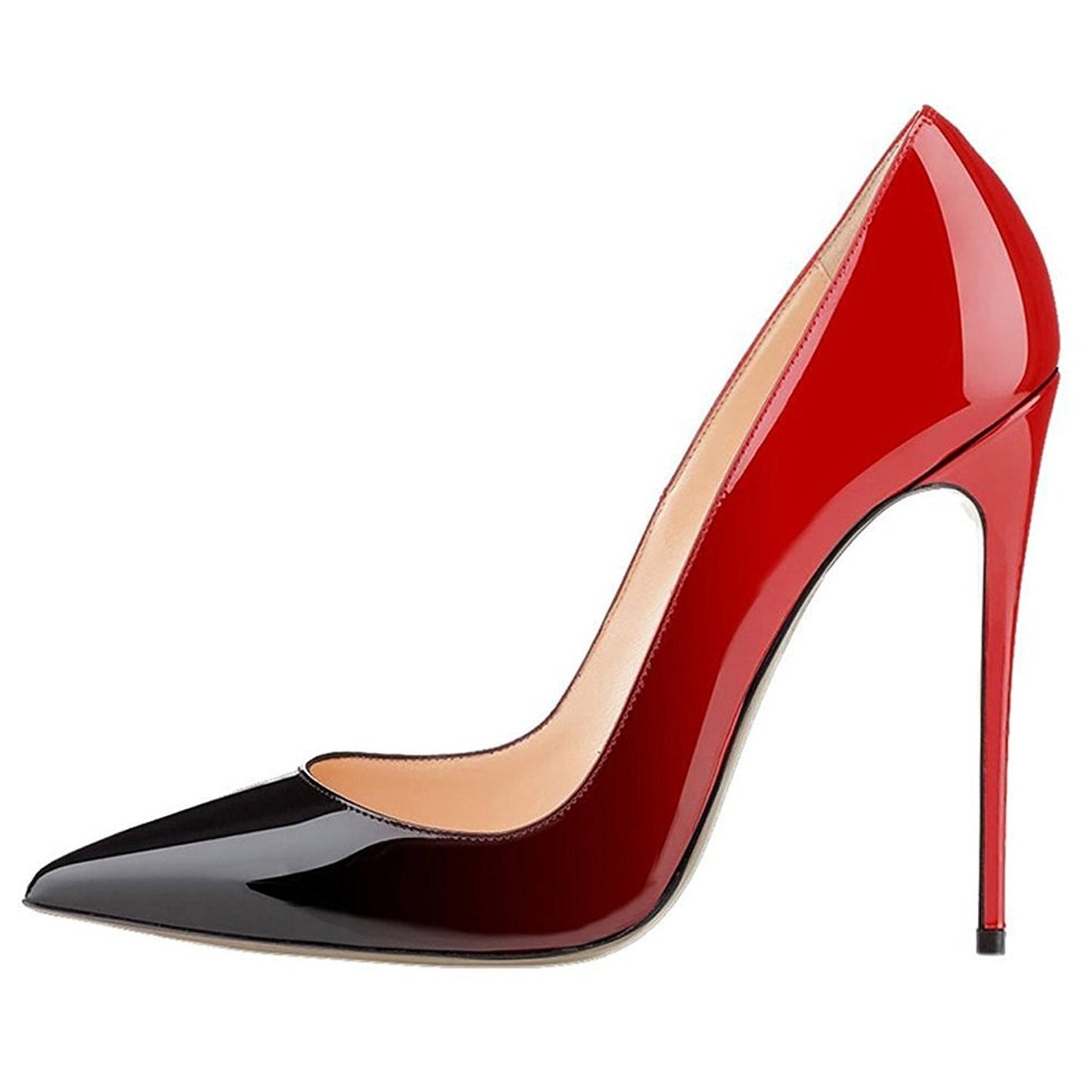 Gradient patent leather pointed high heels