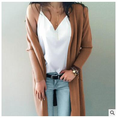 Women knitted long sleeve long sweater cardigan for female women  autumn new overcoat outwear coats