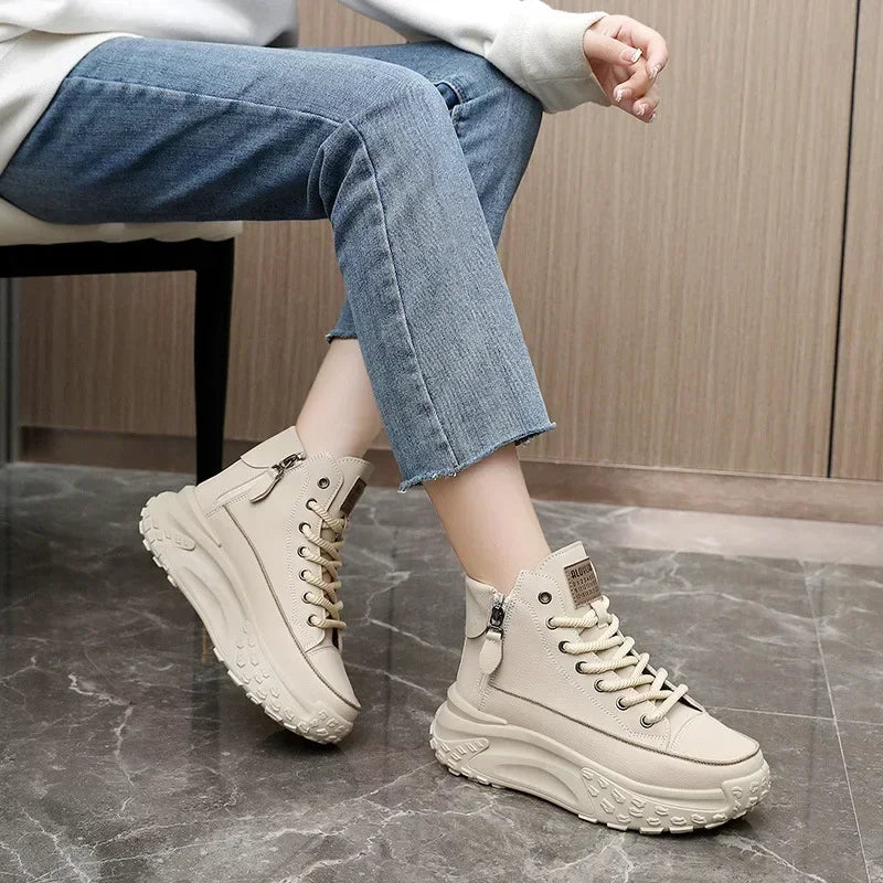Women's Sneakers Luxury Fashion Womens Boots High-top Platform Casual Shoes New Female Outdoor Running Shoes Zapatillas De Mujer