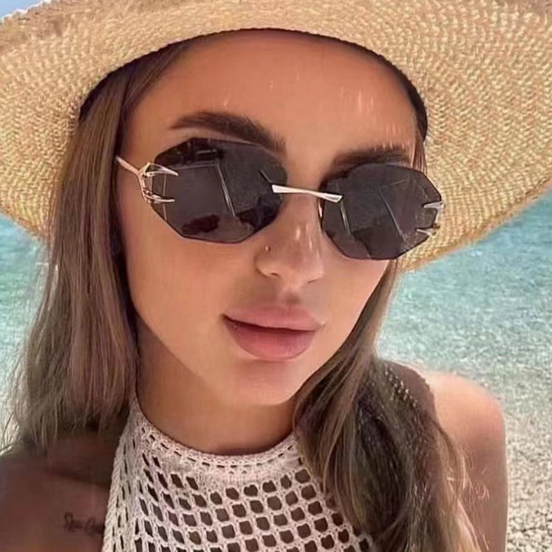 Devil Claw Sunglasses Personality Octagonal Frameless Cutting Edge Fashion Sunshade Sunglasses Concave Design