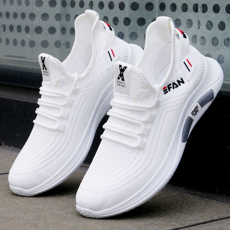 New breathable mesh shoes, trendy and versatile men's small white shoes, casual and lightweight soft soled sports shoes