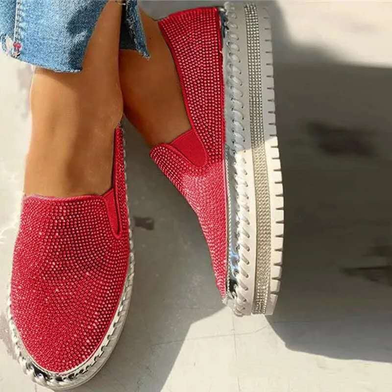 Wearing thick soled lazy casual rhinestones, Korean version versatile student shoe trend