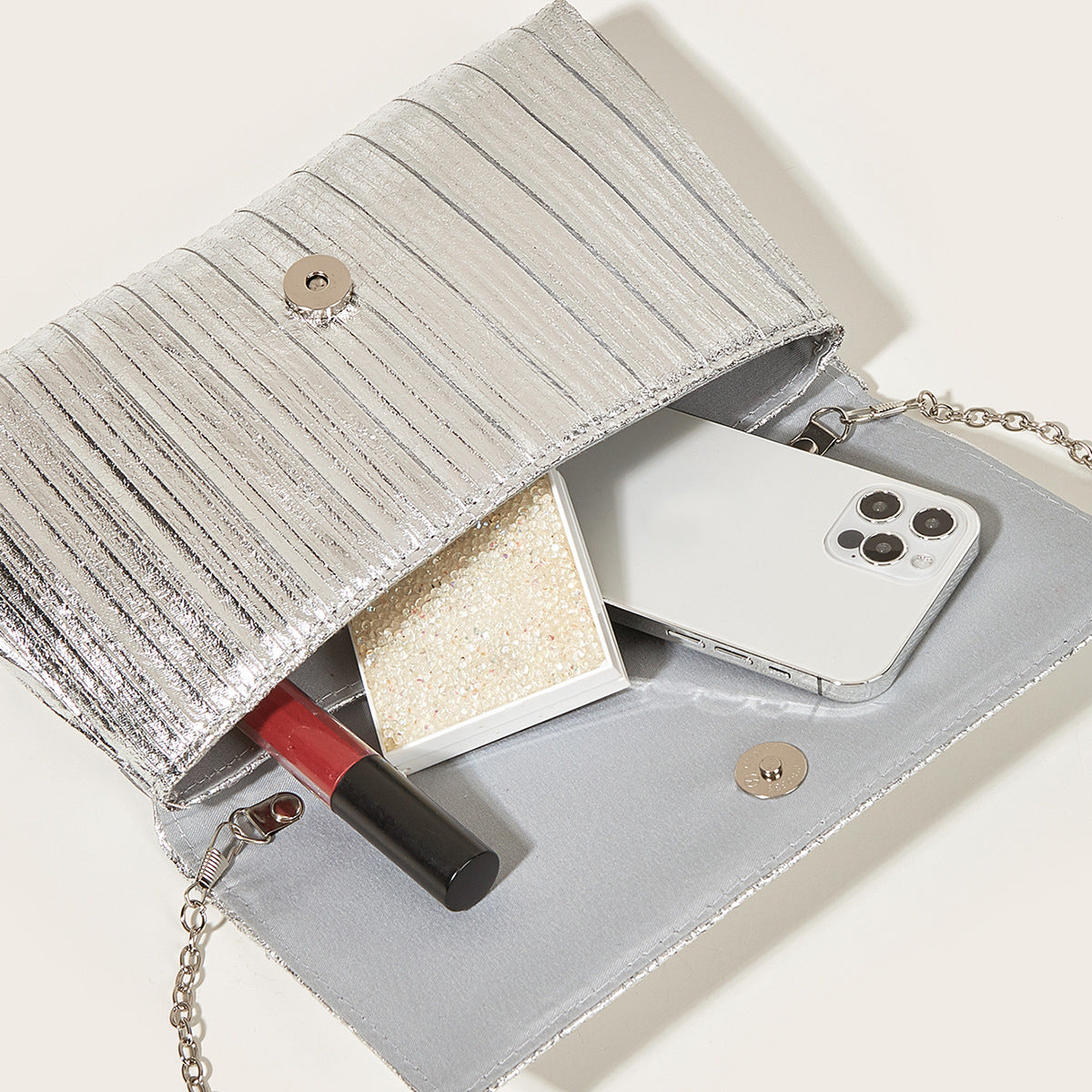 Fashion Evening Bag Metallic Shiny Clutch Simple Versatile Evening Bag Women's Bag