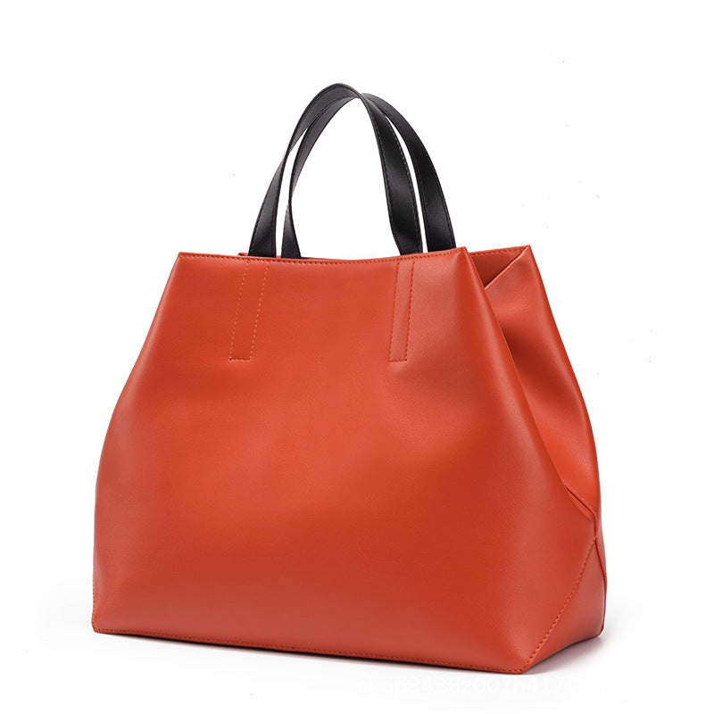New Fashion Genuine Leather Women's handbags Large Capacity aptop bag Ladies commuter Bucket Tote Bags Soft