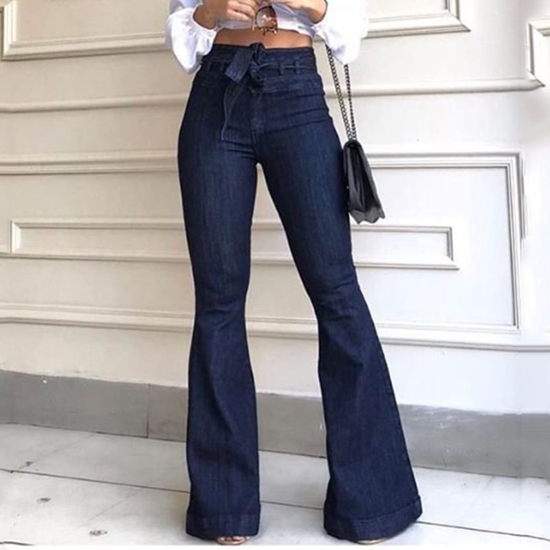 Women's Jeans High Waist Denim Flare Pants Street Style Blue Skinny Sexy Vintage Ladies Flared Trousers Bell Bottom Jeans Fall