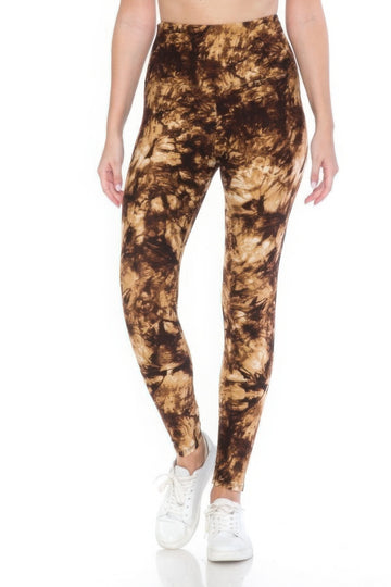 Leggings con stampa morbida e burrosa a fascia larga per yoga