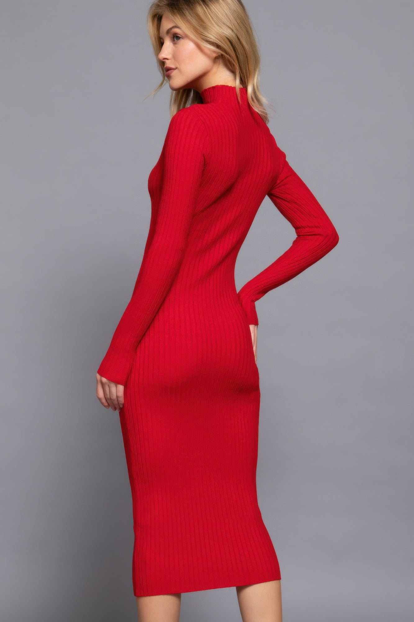 Long Sleeve High Neck Sweater Long Dress