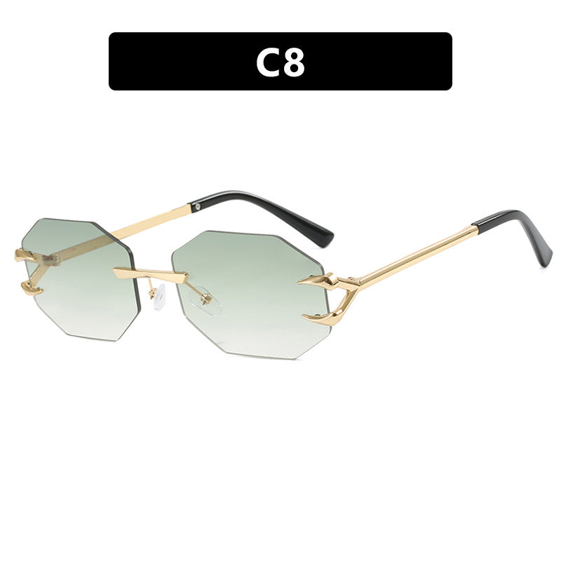 Devil Claw Sunglasses Personality Octagonal Frameless Cutting Edge Fashion Sunshade Sunglasses Concave Design