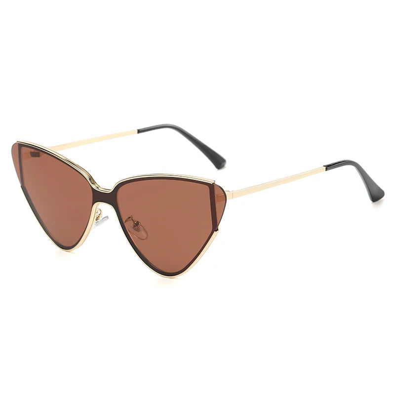 New large frame metal cat eye retro sunglasses for women