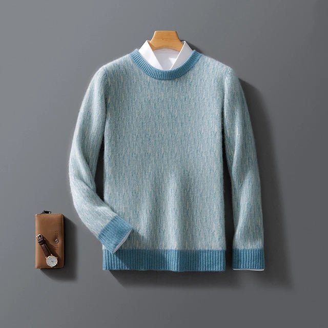 Autumn And Winter New Cashmere Sweater Men's Round Neck Loose Pullover Wool Knitted Bottoming Shirt Business Sweater