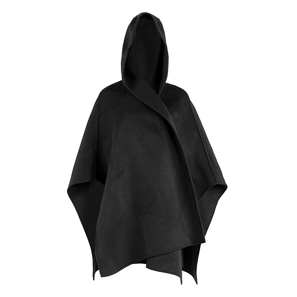 Original Customized Design Sense Woolen Poncho Coat For Street Photography New Hooded Short Coat For Women In Autumn And Winter