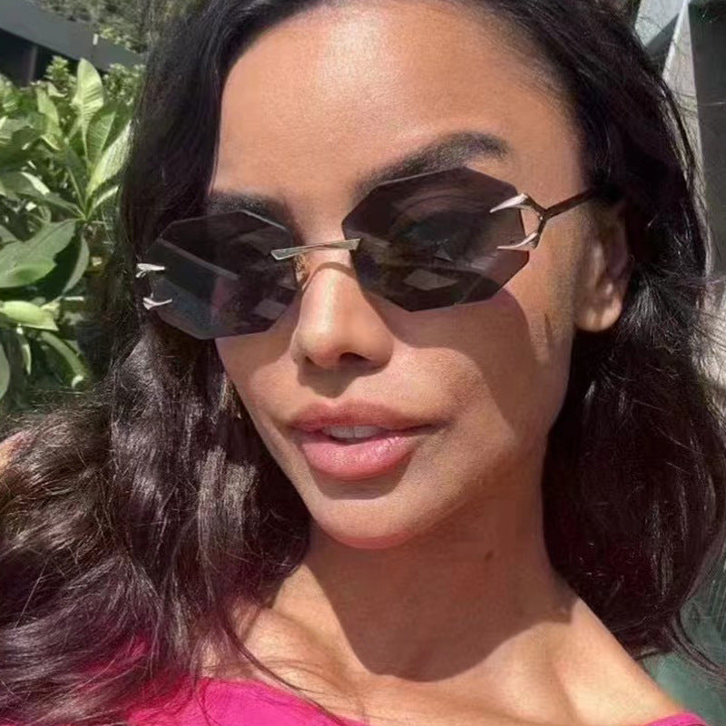 Devil Claw Sunglasses Personality Octagonal Frameless Cutting Edge Fashion Sunshade Sunglasses Concave Design