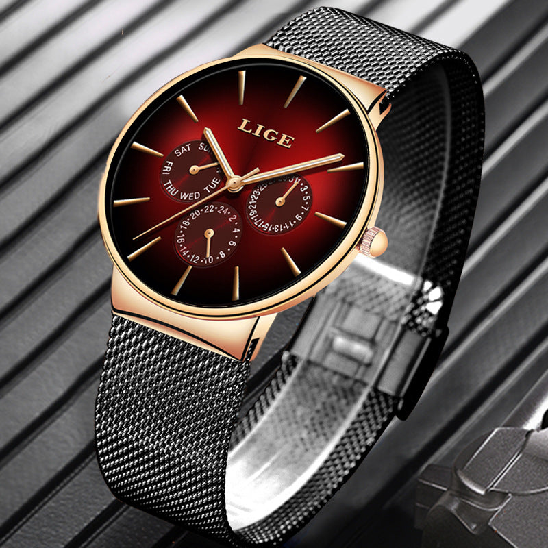 LIGE Mesh Strap Quartz Men's Watch