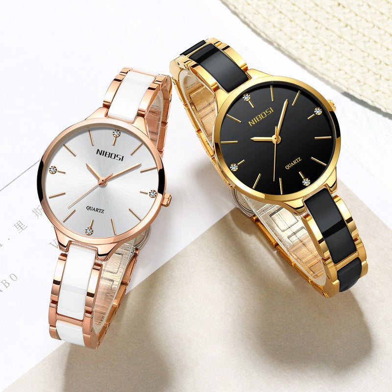 NIBOSI, relojes de pulsera de cerámica de lujo, reloj de cuarzo creativo para mujer, reloj femenino, reloj femenino, reloj femenino 2330