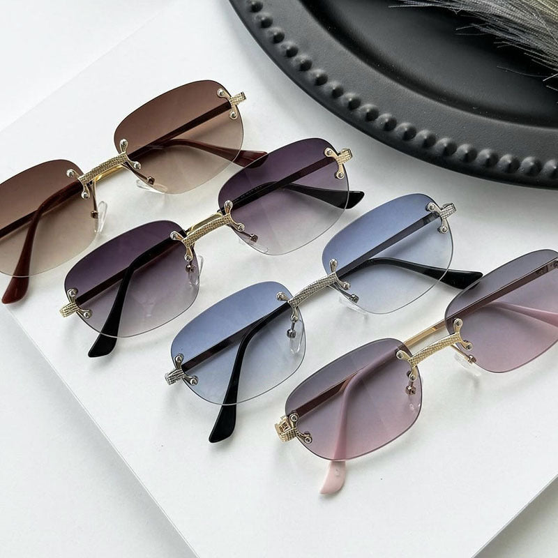 Frameless cut edge oval fashionable and high-end Instagram popular sunglasses of the same style