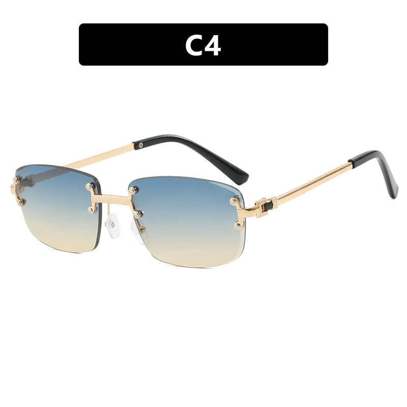 Frameless cut edge oval fashionable and high-end Instagram popular sunglasses of the same style