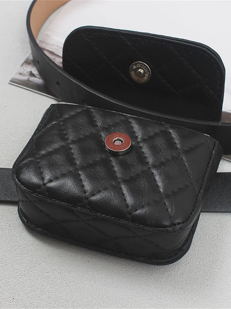 Mini Chain Belts Versatile Single Shoulder Diagonal Black Small Fresh Goddess Fan Casual Belts