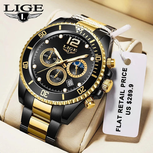 New Quartz Watch Men's Sports Waterproof Watch Multifunctional Chronograph