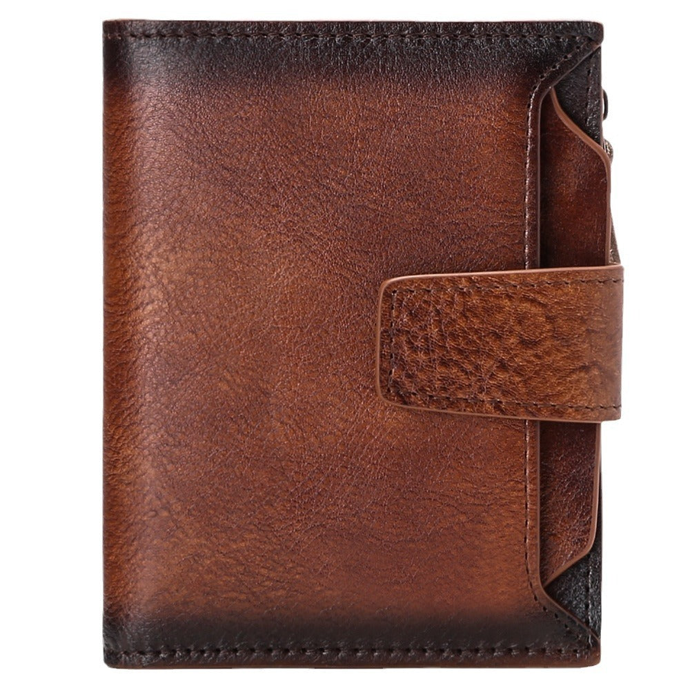 Men's short genuine leather wallet first layer cowhide Korean style fashion casual wallet driver's license wallet father's day gift