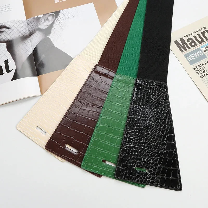 High Quality Fall PU Leather Ladies Fashion Elastic Wide Belt Coat Suit Dress Corset Belts for Women Luxury Designer Brand