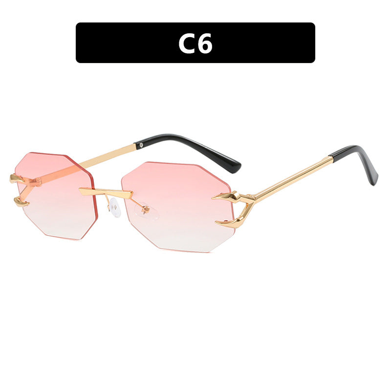 Devil Claw Sunglasses Personality Octagonal Frameless Cutting Edge Fashion Sunshade Sunglasses Concave Design