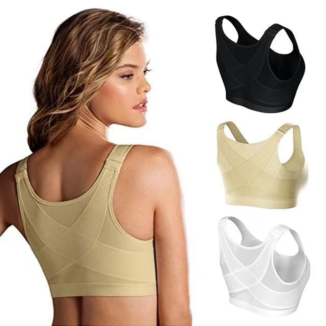 New large-sized fitness bra without chest pads, front buckle for breathability and comfort, and sports bra without steel rings