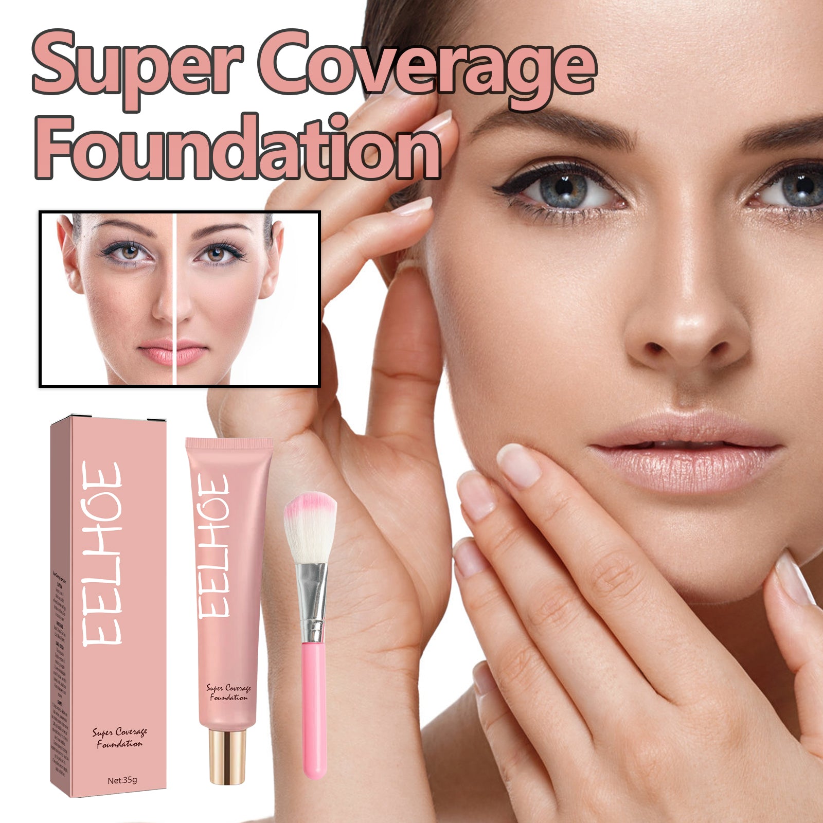 Liquid Concealer Foundation, Waterproof Natural Light And Delicate Makeup Does Not Remove Even Skin Tone Translucent Long-Lasting Foundation