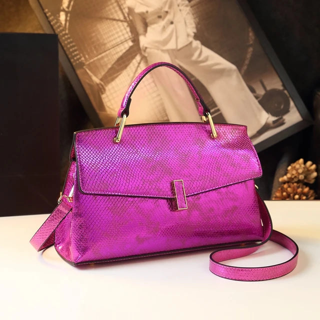 Snake Print Leather Women Bags Luxury Fashion Ladies Handbags Shoulder Crossbody Bag Portable Mother Top Handle Tote Bags