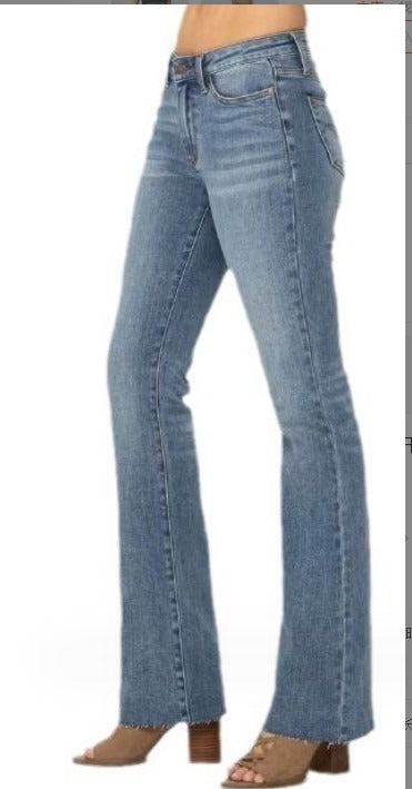 New high waisted slim fit micro flared jeans