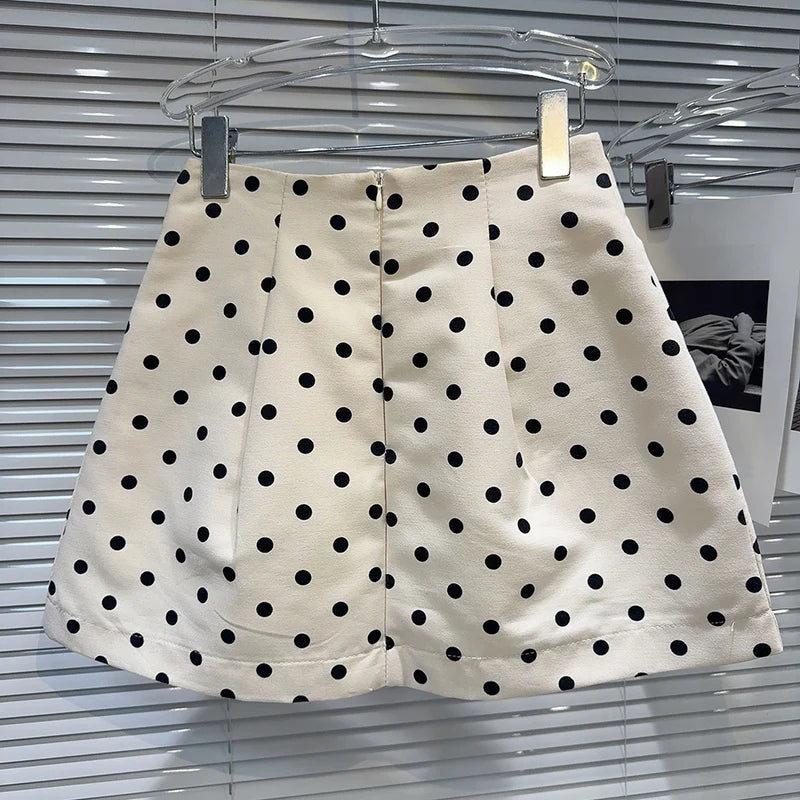 Summer New Items Wave Dot Contrast Color A-line Skirts For Women Temperament Celebrity Hip Wrap Skirt Female